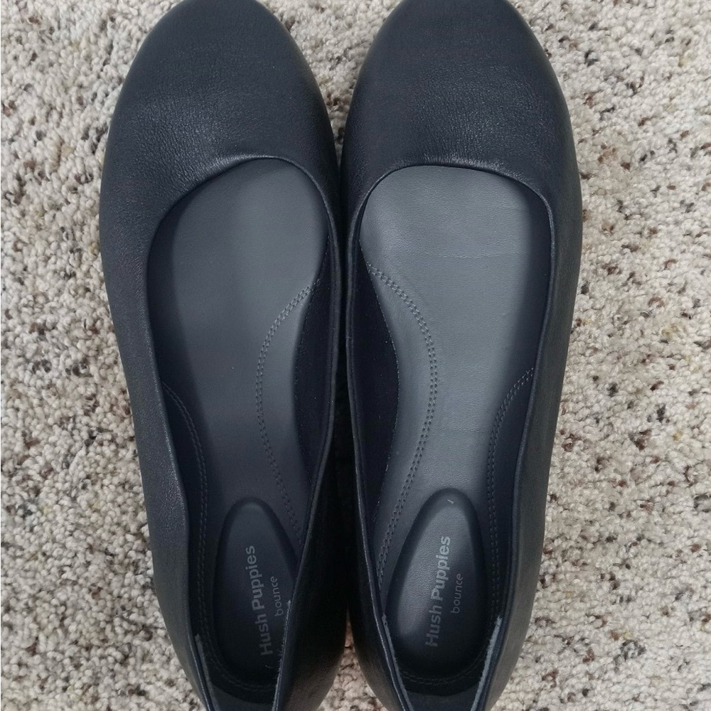 Hush Puppies Black Flats Timeless Comfort Loafers